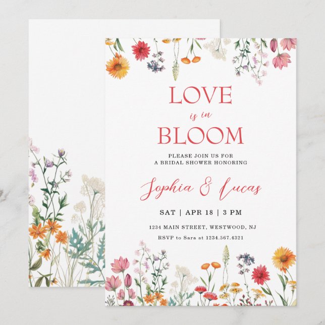 Love is in Bloom Wildflower Bridal Shower Invitation (Front/Back)