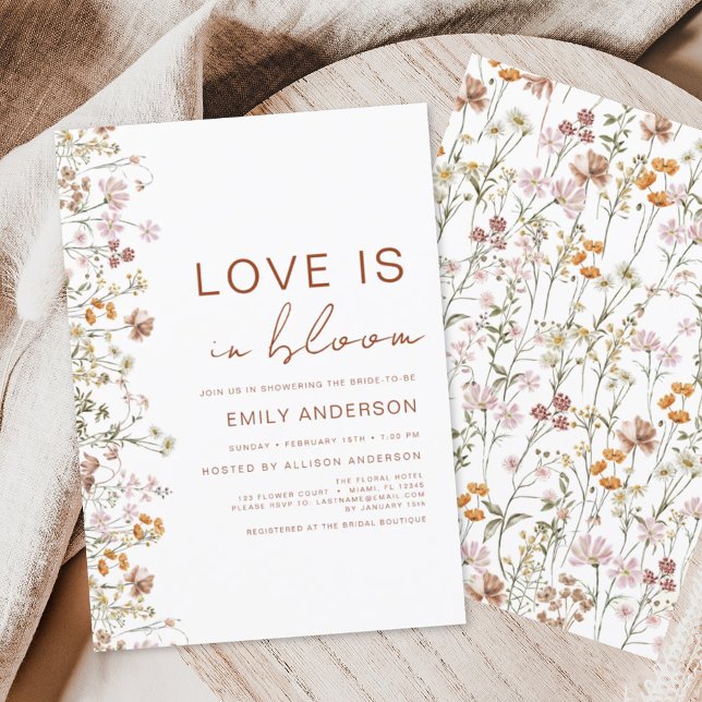Love is in Bloom Wildflower Bridal Shower Invitation (Creator Uploaded)