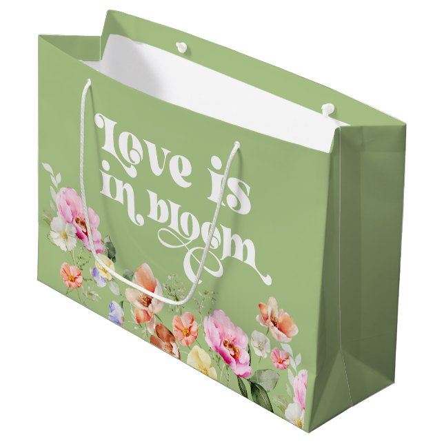 Love is in bloom wildflower bridal shower large gift bag (Front Angled)