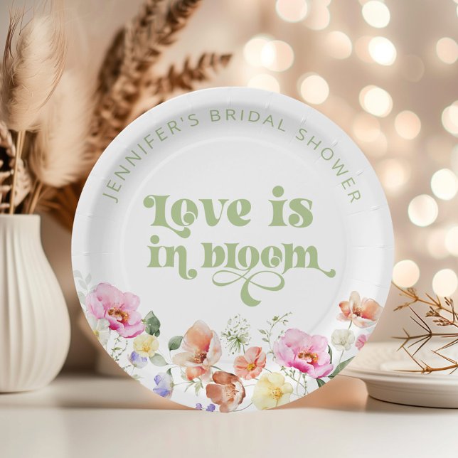 Love is in bloom wildflower bridal shower paper plate (Creator Uploaded)