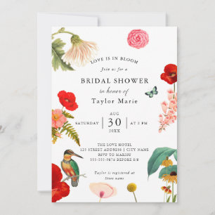 Love Is In Bloom Wildflower Bridal Shower White Invitation