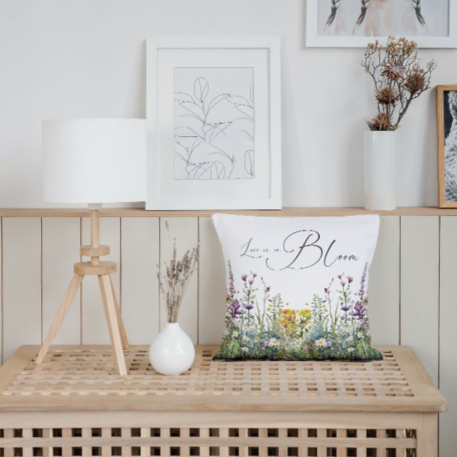 Love is in Bloom Wildflower Floral Bridal Shower Cushion (Creator Uploaded)
