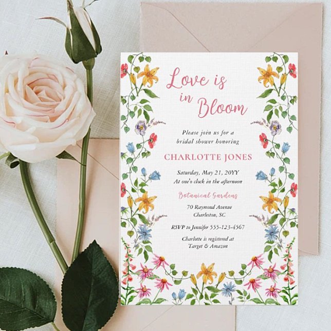 Love is in Bloom Wildflower Floral Bridal Shower Invitation (Creator Uploaded)