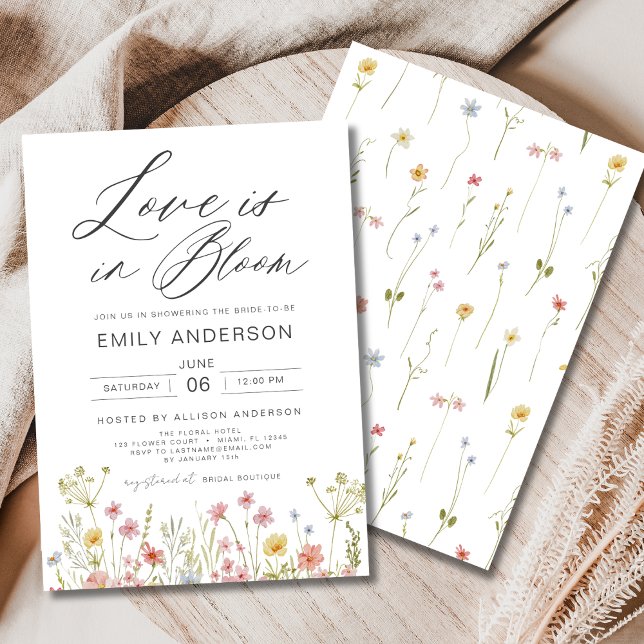 Love is in Bloom Wildflower Floral Bridal Shower Invitation (Creator Uploaded)