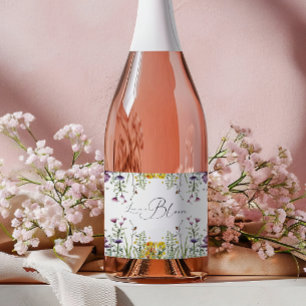 Love is in Bloom Wildflower Floral Bridal Shower Sparkling Wine Label