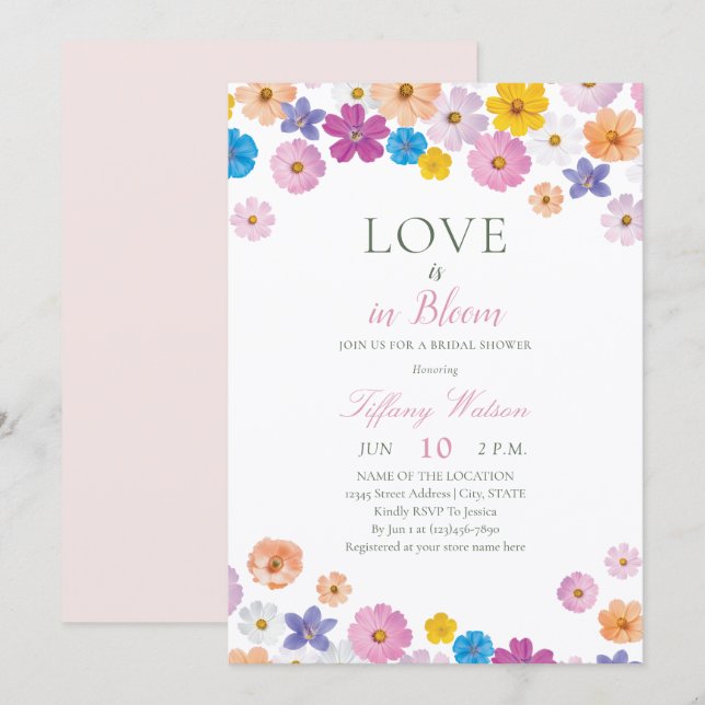 Love is in Bloom Wildflower Garden Bridal Shower Invitation (Front/Back)