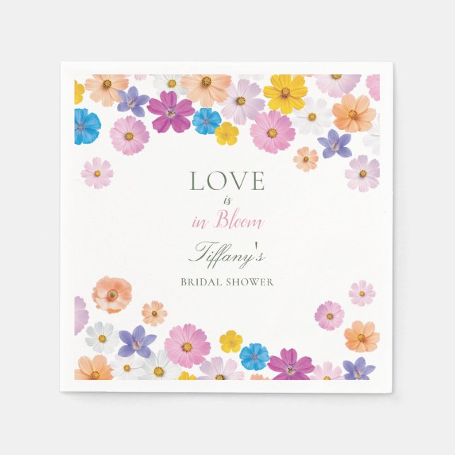 Love is in Bloom Wildflower Garden Bridal Shower Napkin (Front)