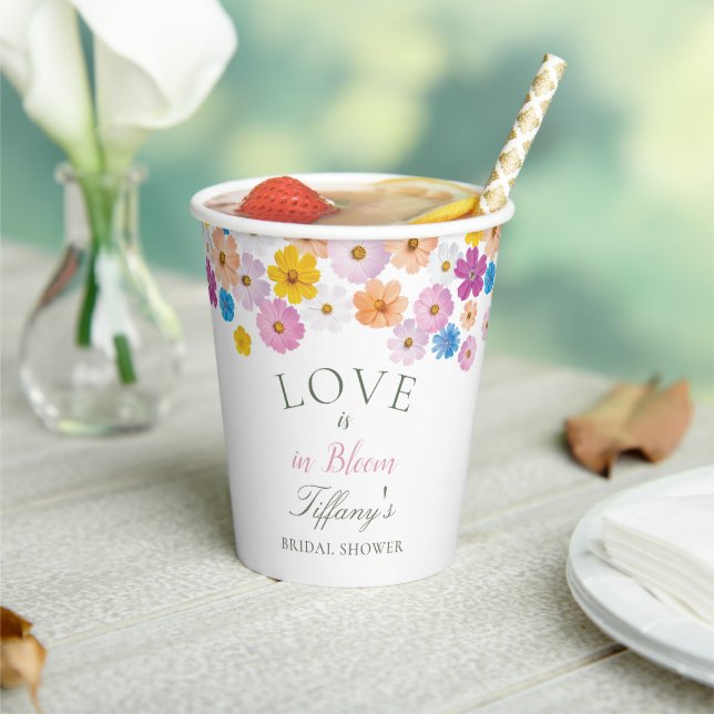 Love is in Bloom Wildflower Garden Bridal Shower Paper Cups (Insitu)