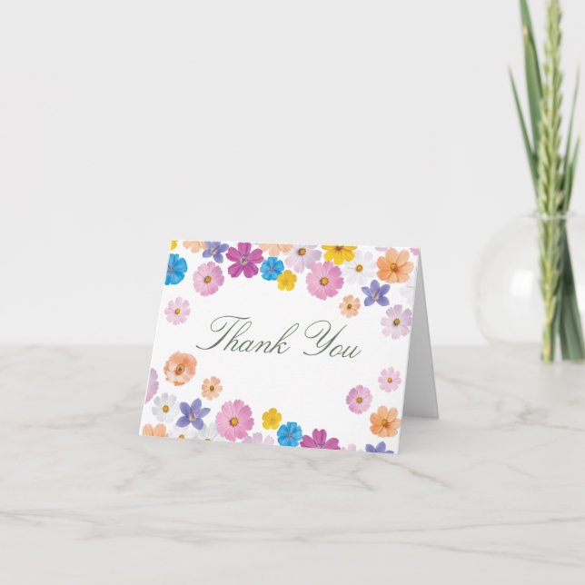 Love is in Bloom Wildflower Garden Bridal Shower Thank You Card (Front)