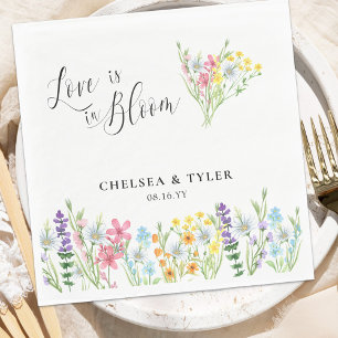 Love is in Bloom Wildflower Pastel Floral Wedding Napkin