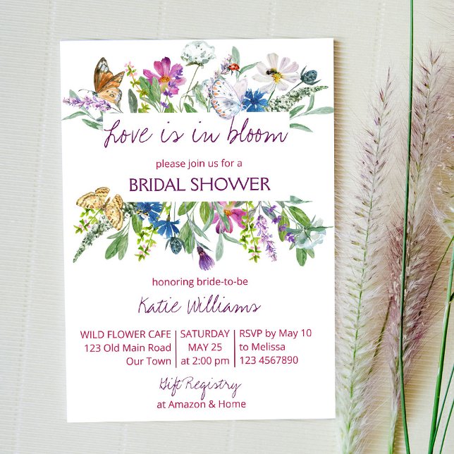 Love is in bloom wildflowers bridal shower  invitation (Creator Uploaded)