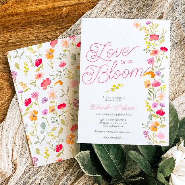 Love is in bloom wildflowers floral bridal shower invitation (Love is in bloom wildflowers floral bridal shower invitation)