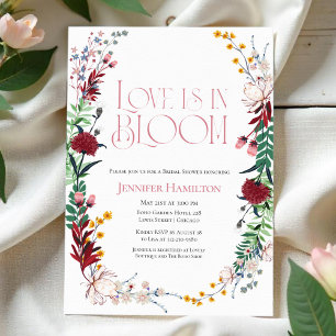 Love is in Bloom   Wreath Floral Bridal Shower Invitation