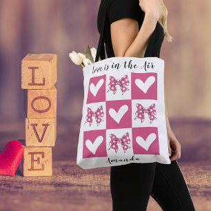 Love is in the Air Block Heart Style  Tote Bag