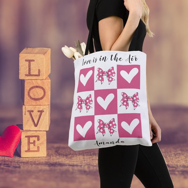 Love is in the Air Block Heart Style  Tote Bag (Creator Uploaded)