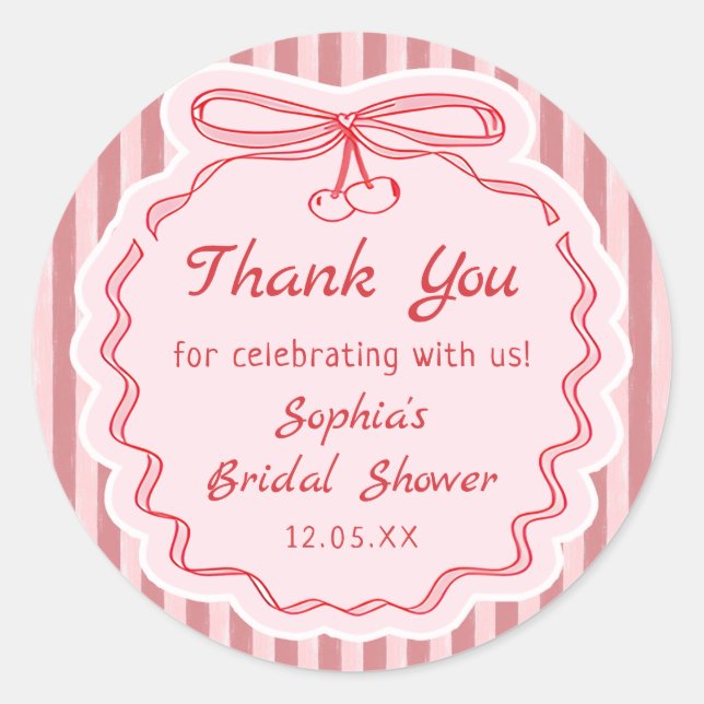 Love is in the Air Bow Bridal Shower Sticker (Front)