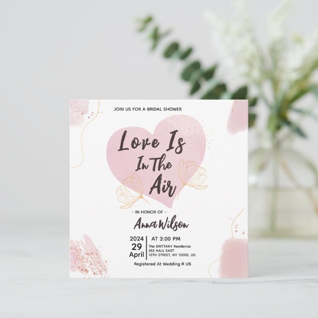 Love Is In The Air Bridal Shower Invitations (Standing Front)