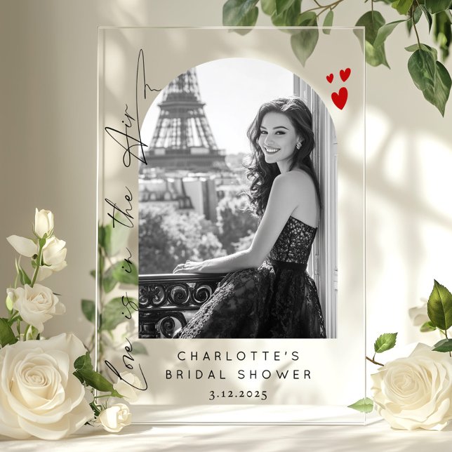 Love is in the air Bridal Shower photo Welcome Acrylic Sign (Creator Uploaded)