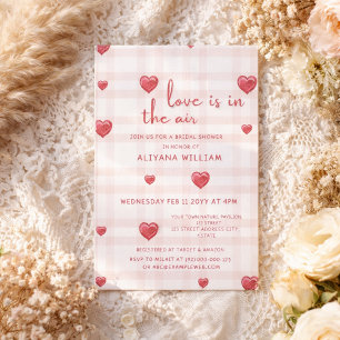 Love Is In The Air Chequered Heart Bridal Shower  Invitation