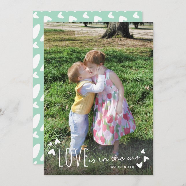 Love is in the Air Cute Valentines Day Photo Card (Front/Back)