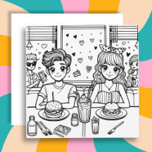 Love is in the Air Diner | Adult Colouring Page