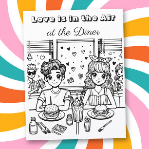 Love is in the Air Diner   Adult Colouring Page