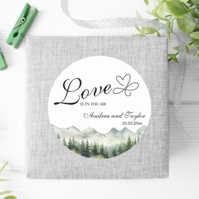 Love is in the Air Elegant Wedding Classic Round Sticker (Creator Uploaded)