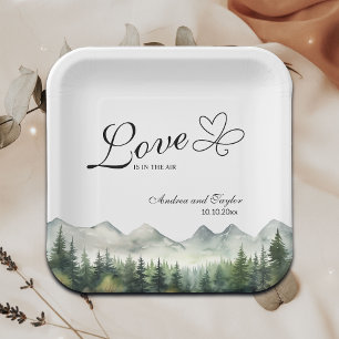 Love is in the Air Elegant Wedding Paper Plate