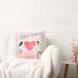 "Love is in the Air!" Enamored Couple Anniversary  Cushion
