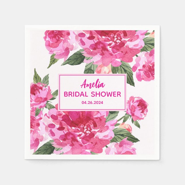 Love is in the air floral valentine Bridal Shower  Napkin (Front)