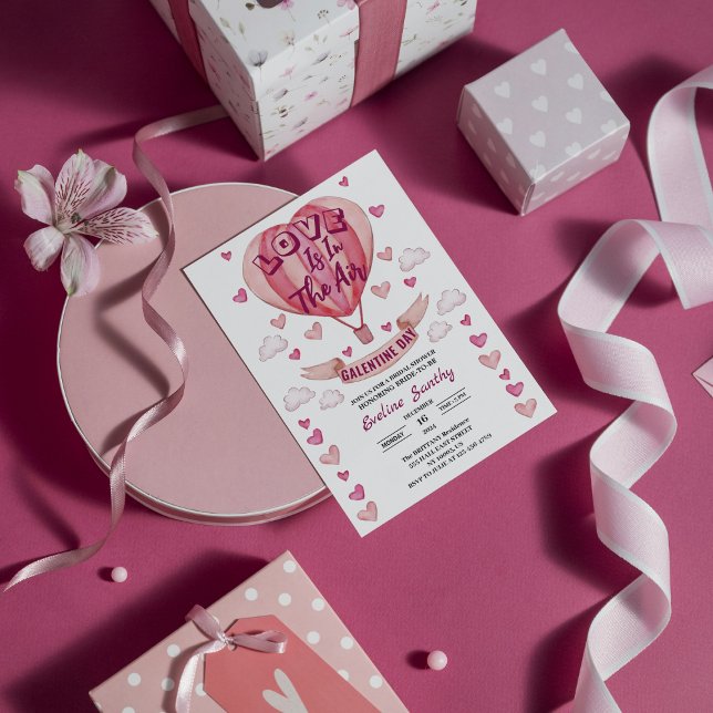 Love Is In The Air Galentine's Heart Bridal Shower Invitation (Creator Uploaded)