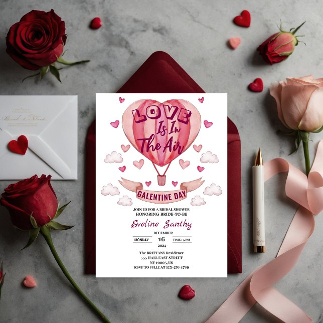 Love Is In The Air Galentine's Heart Bridal Shower Invitation (Creator Uploaded)