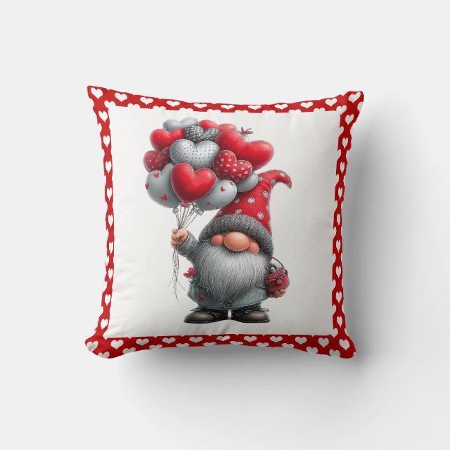 "Love is in the Air" Heart Balloon Gnome Cushion (Front)