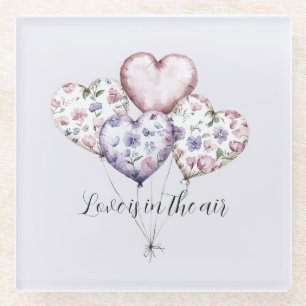 Love is in the air Heart Balloons Glass Coaster