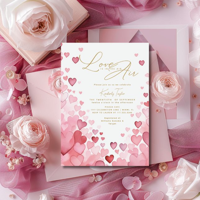 Love is in the Air Hearts Bridal Shower Invitation (Creator Uploaded)