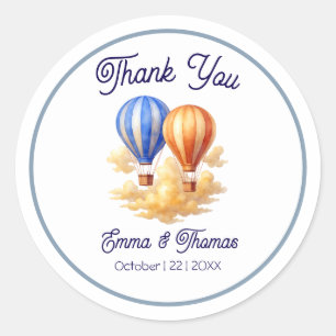 Love Is in the Air Hot Air Balloon Travel Wedding  Classic Round Sticker