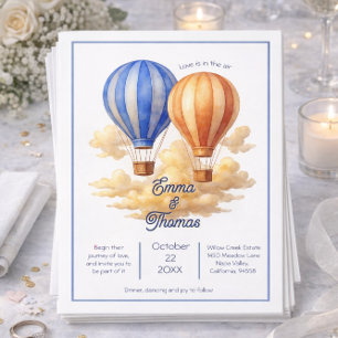Love Is in the Air Hot Air Balloon Travel Wedding  Invitation