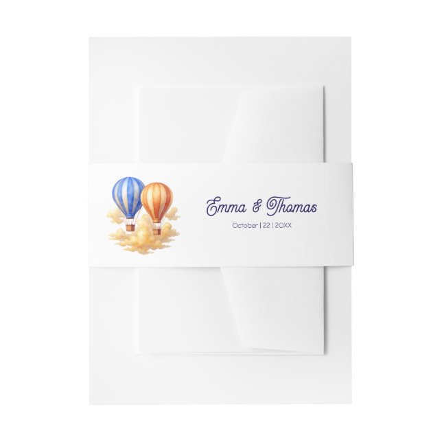 Love Is in the Air Hot Air Balloon Travel Wedding  Invitation Belly Band (Front Example)