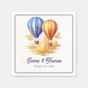 Love Is in the Air Hot Air Balloon Travel Wedding  Napkin