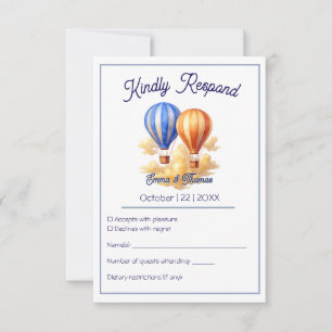 Love Is in the Air Hot Air Balloon Travel Wedding RSVP Card