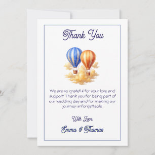 Love Is in the Air Hot Air Balloon Travel Wedding Thank You Card