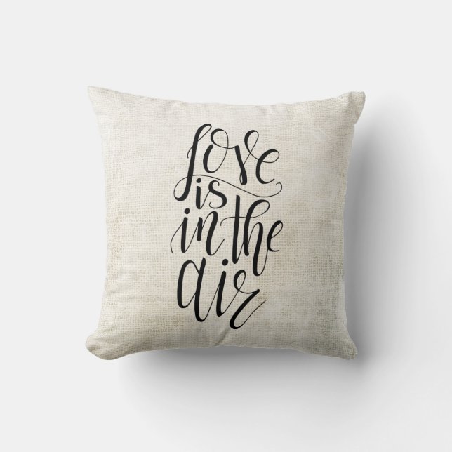 Love Is In The Air Linen Throw Pillow (Front)