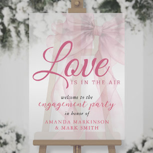 Love Is In The Air Mauve Bow Engagement Welcome Acrylic Sign