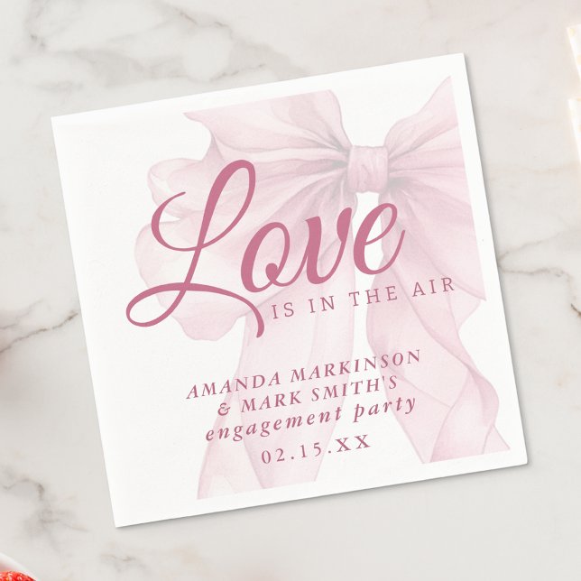 Love Is In The Air Mauve Pink Bow Engagement Napkin (Creator Uploaded)