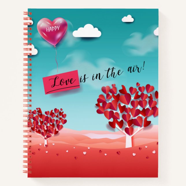 "Love is in the Air!" Personalised Romantic Notebook (Front)