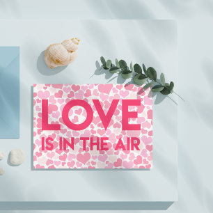 LOVE IS IN THE AIR - Pink Hearts - Postcard