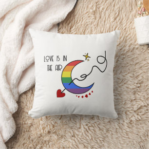 Love Is In The Air Rainbow LGBTQ Flag Cushion