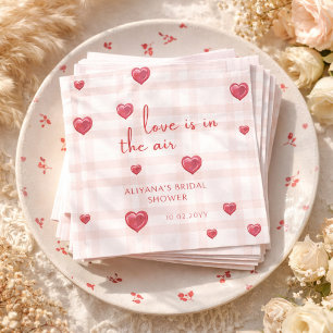 Love Is In The Air Red Hearts Bridal Shower  Napkin