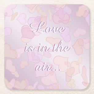 love is in the air   square paper coaster