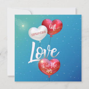 Love Is In The Air Valentine Balloons Gift Coupon Holiday Card